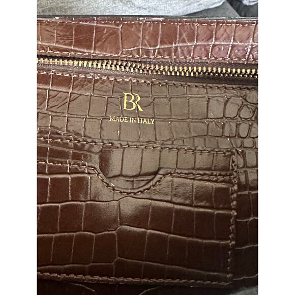 Banana Republic Vida Bag Croc Embossed Leather Shoulder Tote Brown Oversized - Picture 9 of 15